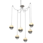 Cabochon Swag Multi Light Pendant - Travertine / Beige Silver / Smoke