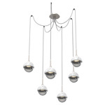 Cabochon Swag Multi Light Pendant - White Marble / Beige Silver / Smoke