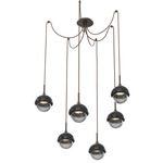 Cabochon Swag Multi Light Pendant - Black Marble / Flat Bronze / Smoke