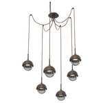 Cabochon Swag Multi Light Pendant - Flat Bronze / Smoke