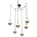 Cabochon Swag Multi Light Pendant - Travertine / Flat Bronze / Smoke
