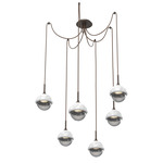Cabochon Swag Multi Light Pendant - White Marble / Flat Bronze / Smoke