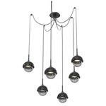 Cabochon Swag Multi Light Pendant - Black Marble / Matte Black / Smoke