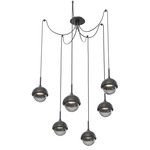 Cabochon Swag Multi Light Pendant - Matte Black / Smoke