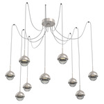 Cabochon Swag Multi Light Pendant - Beige Silver / Smoke