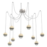 Cabochon Swag Multi Light Pendant - Travertine / Beige Silver / Smoke