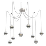 Cabochon Swag Multi Light Pendant - White Marble / Beige Silver / Smoke