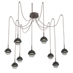 Cabochon Swag Multi Light Pendant - Black Marble / Flat Bronze / Smoke