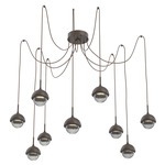 Cabochon Swag Multi Light Pendant - Flat Bronze / Smoke