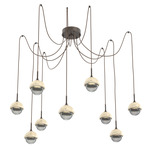 Cabochon Swag Multi Light Pendant - Travertine / Flat Bronze / Smoke