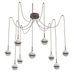 Cabochon Swag Multi Light Pendant - White Marble / Flat Bronze / Smoke