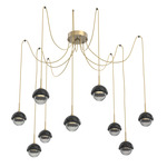 Cabochon Swag Multi Light Pendant - Black Marble / Gilded Brass / Smoke