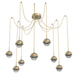 Cabochon Swag Multi Light Pendant - Gilded Brass / Smoke