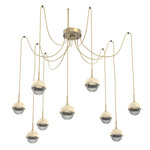 Cabochon Swag Multi Light Pendant - Travertine / Gilded Brass / Smoke