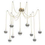 Cabochon Swag Multi Light Pendant - White Marble / Gilded Brass / Smoke