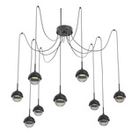 Cabochon Swag Multi Light Pendant - Black Marble / Matte Black / Smoke