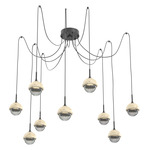 Cabochon Swag Multi Light Pendant - Travertine / Matte Black / Smoke