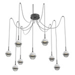 Cabochon Swag Multi Light Pendant - White Marble / Matte Black / Smoke