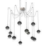 Cabochon Swag Multi Light Pendant - Black Marble / Beige Silver / Smoke