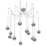 Cabochon Swag Multi Light Pendant - Beige Silver / Smoke