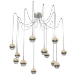 Cabochon Swag Multi Light Pendant - Travertine / Beige Silver / Smoke