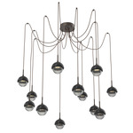 Cabochon Swag Multi Light Pendant - Black Marble / Flat Bronze / Smoke