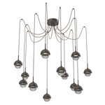 Cabochon Swag Multi Light Pendant - Flat Bronze / Smoke