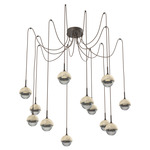Cabochon Swag Multi Light Pendant - Travertine / Flat Bronze / Smoke
