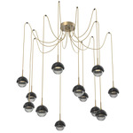 Cabochon Swag Multi Light Pendant - Black Marble / Gilded Brass / Smoke