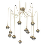 Cabochon Swag Multi Light Pendant - Gilded Brass / Smoke