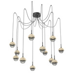 Cabochon Swag Multi Light Pendant - Travertine / Matte Black / Smoke