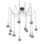 Cabochon Swag Multi Light Pendant - White Marble / Matte Black / Smoke