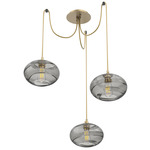 Coppa Swag Multi Light Pendant - Gilded Brass / Optic Smoke