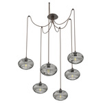 Coppa Swag Multi Light Pendant - Flat Bronze / Optic Smoke