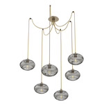 Coppa Swag Multi Light Pendant - Gilded Brass / Optic Smoke