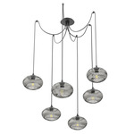Coppa Swag Multi Light Pendant - Matte Black / Optic Smoke