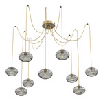 Coppa Swag Multi Light Pendant - Gilded Brass / Optic Smoke