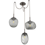 Cosmos Swag Multi Light Pendant - Flat Bronze / Smoke