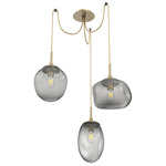 Cosmos Swag Multi Light Pendant - Gilded Brass / Smoke