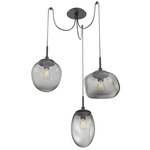 Cosmos Swag Multi Light Pendant - Matte Black / Smoke
