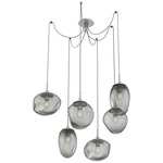 Cosmos Swag Multi Light Pendant - Beige Silver / Smoke