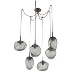 Cosmos Swag Multi Light Pendant - Flat Bronze / Smoke