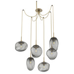 Cosmos Swag Multi Light Pendant - Gilded Brass / Smoke