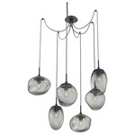 Cosmos Swag Multi Light Pendant - Matte Black / Smoke