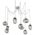 Cosmos Swag Multi Light Pendant - Beige Silver / Smoke