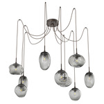 Cosmos Swag Multi Light Pendant - Flat Bronze / Smoke