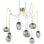 Cosmos Swag Multi Light Pendant - Gilded Brass / Smoke