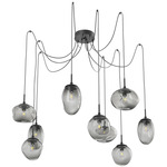 Cosmos Swag Multi Light Pendant - Matte Black / Smoke