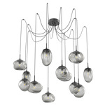 Cosmos Swag Multi Light Pendant - Matte Black / Smoke