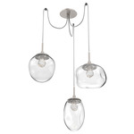 Cosmos Gem Swag Multi Light Pendant - Beige Silver / Clear Floret
